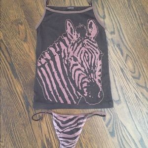 michael stars zebra tank and bikini NWOT